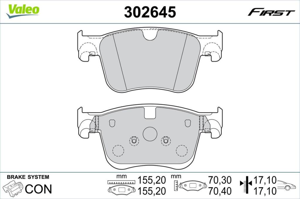 Jogo de 4 pastilhas de travão VALEO ref. 302645
